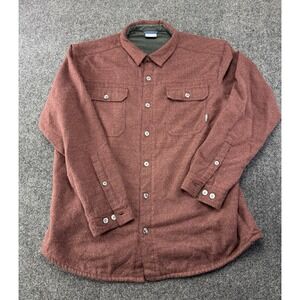 Columbia Fleece Lined Shirt Jacket XL Burgundy Button Up Heavyweight Shacket